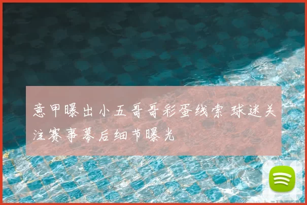 意甲曝出小五哥哥彩蛋线索 球迷关注赛事幕后细节曝光
